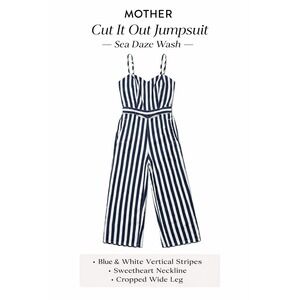 MOTHER "Cut It Out" Sea Daze Wash Striped Jumpsuit |Sz Small| Cropped Wide Leg